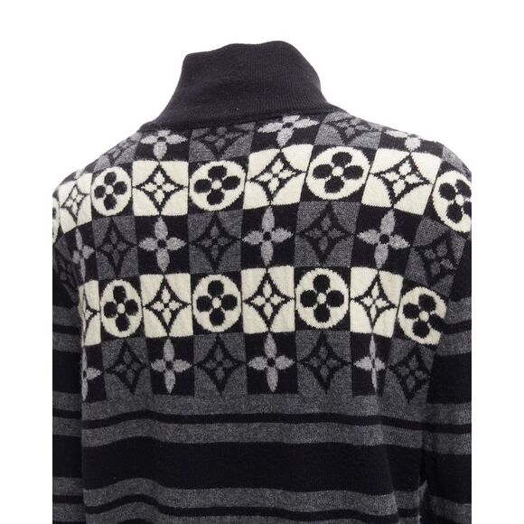 Louis Vuitton 100% Wool Lv Floral Motive Stripe Turtle Neck Knit Sweater M - Picture 7 of 7